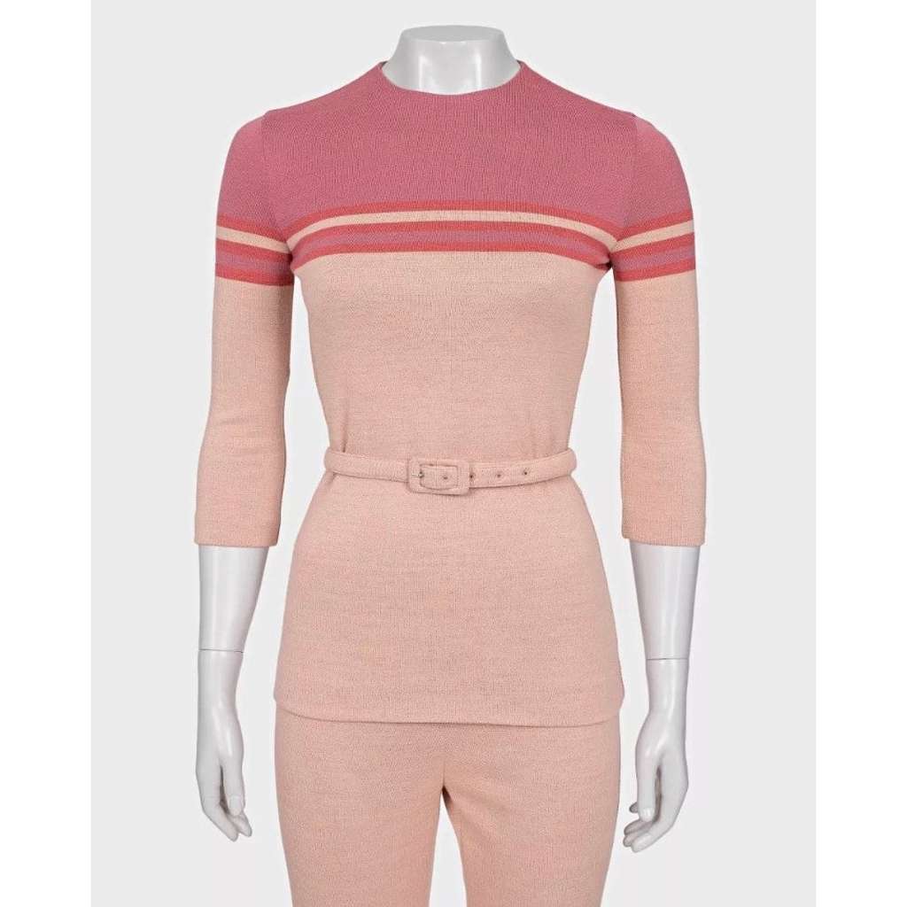 Miu Miu Striped Suit Set Pink Cotton Very good condition - Box View