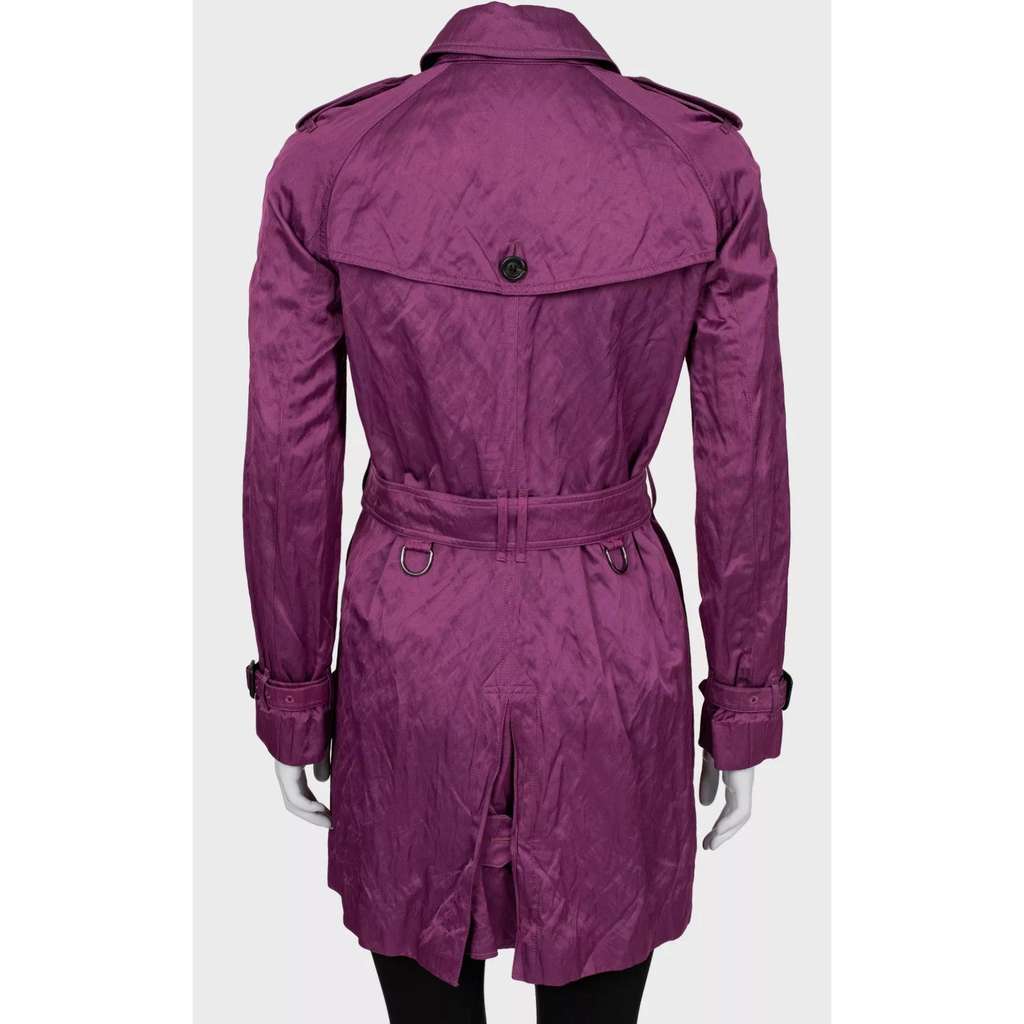 Burberry Double Breasted Trench Coat Purple Cotton Very good condition - Inside View