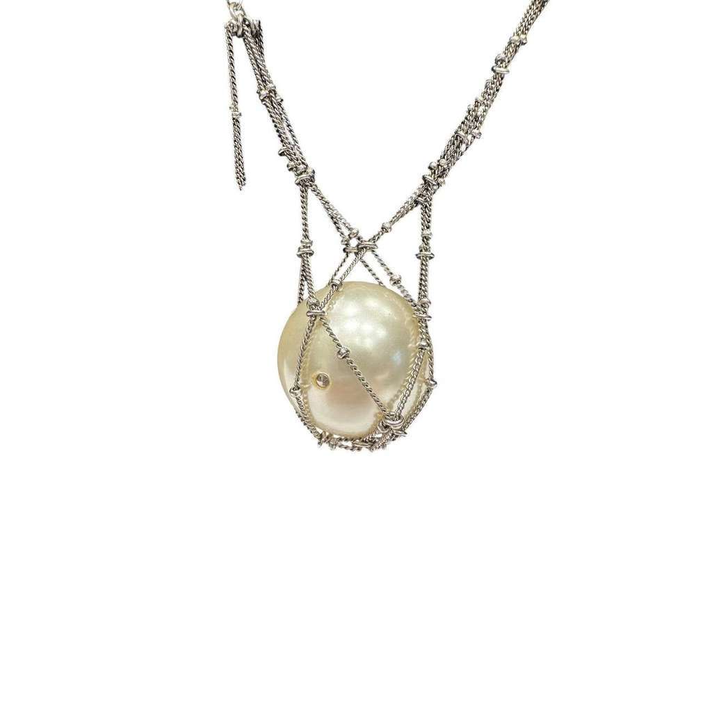 Chanel 2014 Pendant Necklace White Very good condition - Back View