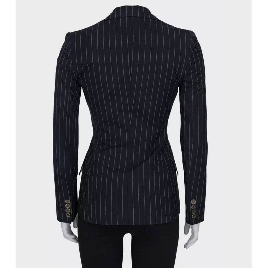 Dolce & Gabbana Pinstripe Fitted Blazer Navy Cotton Very good condition - Inside View