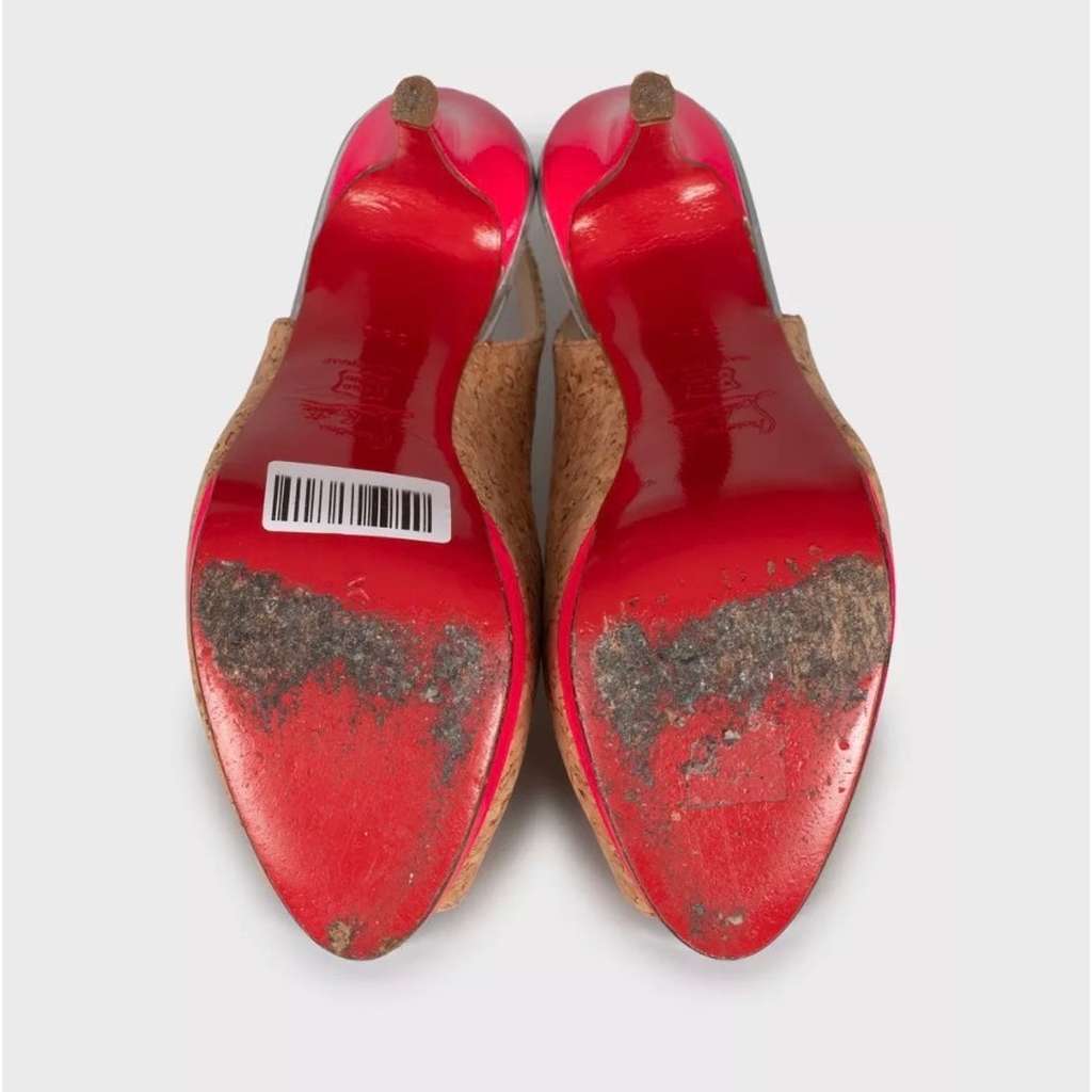 Christian Louboutin Catenita Cork Heels Brown Leather Very good condition - Box View