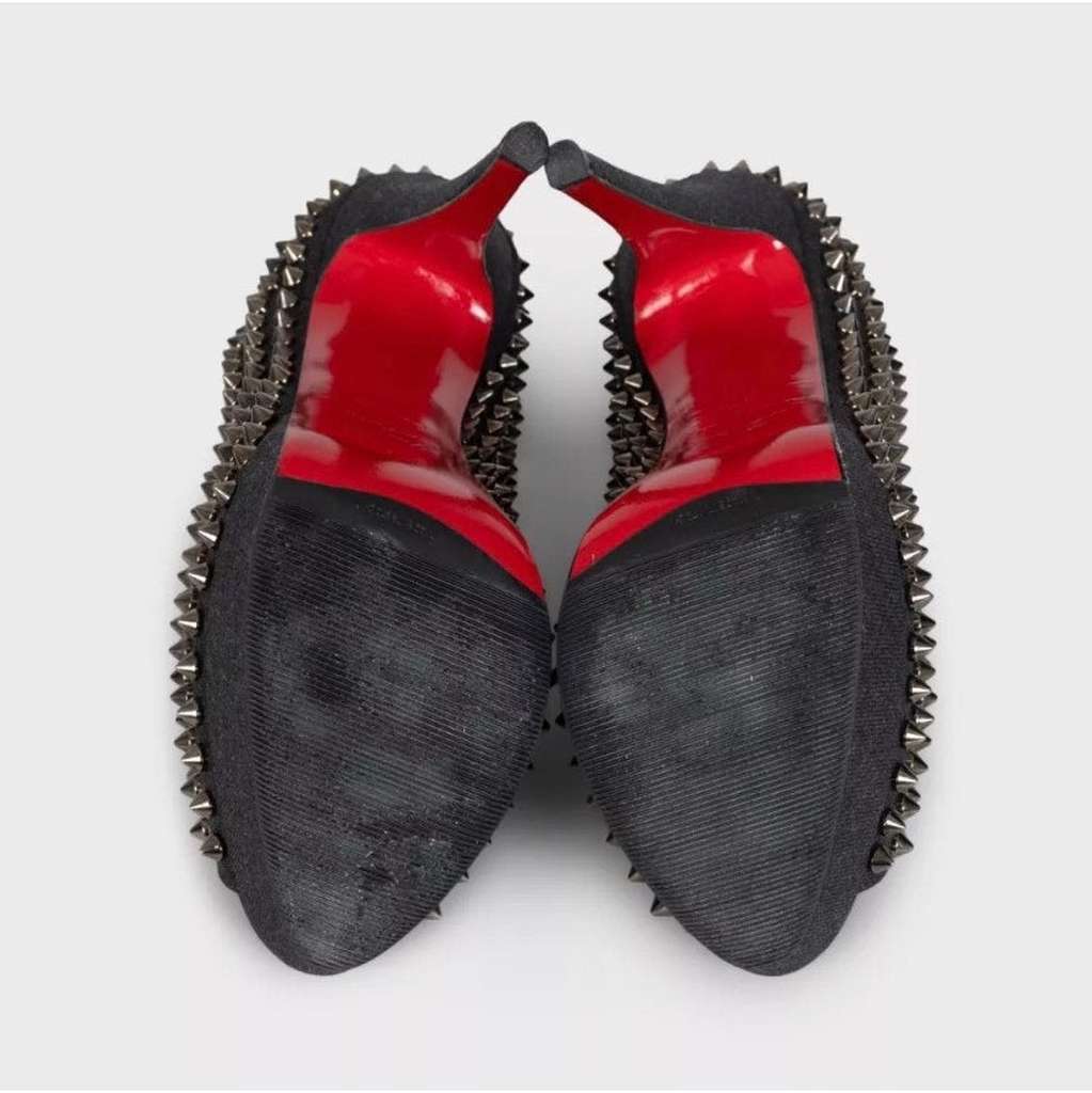 Christian Louboutin Lady Peep Spikes Heels Blue Leather Very good condition - Box View