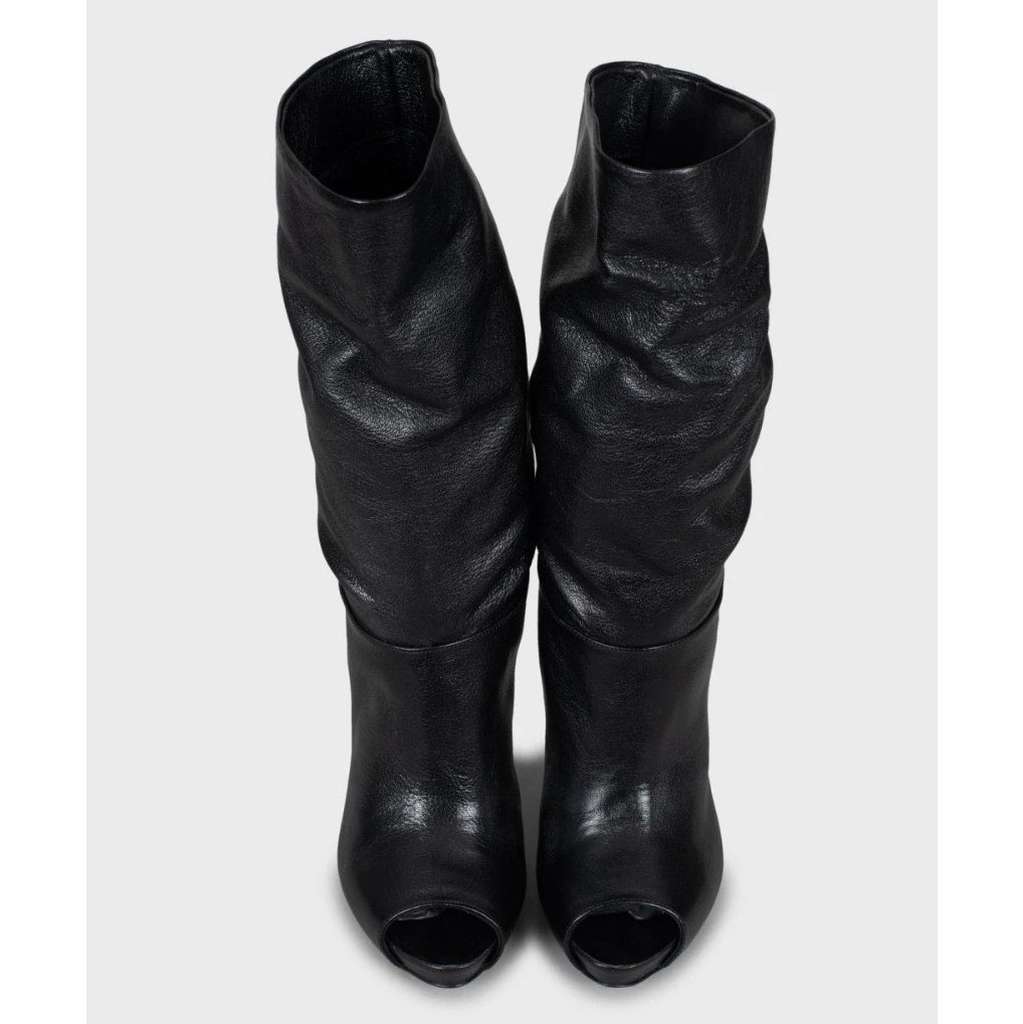Alexander McQueen Open Toe Boots Black Leather Very good condition - Back View