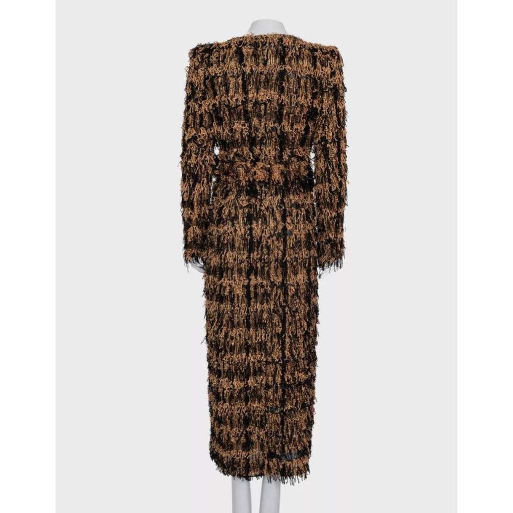 Balmain Long Cardigan with Luxurious Fringe Black Silk Very good condition - Inside View