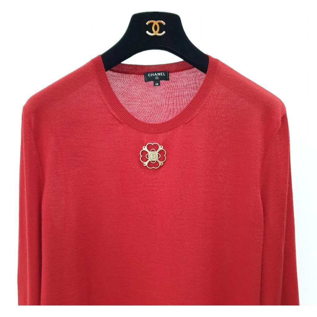 Chanel Jumper Red Cotton Very good condition - Back View