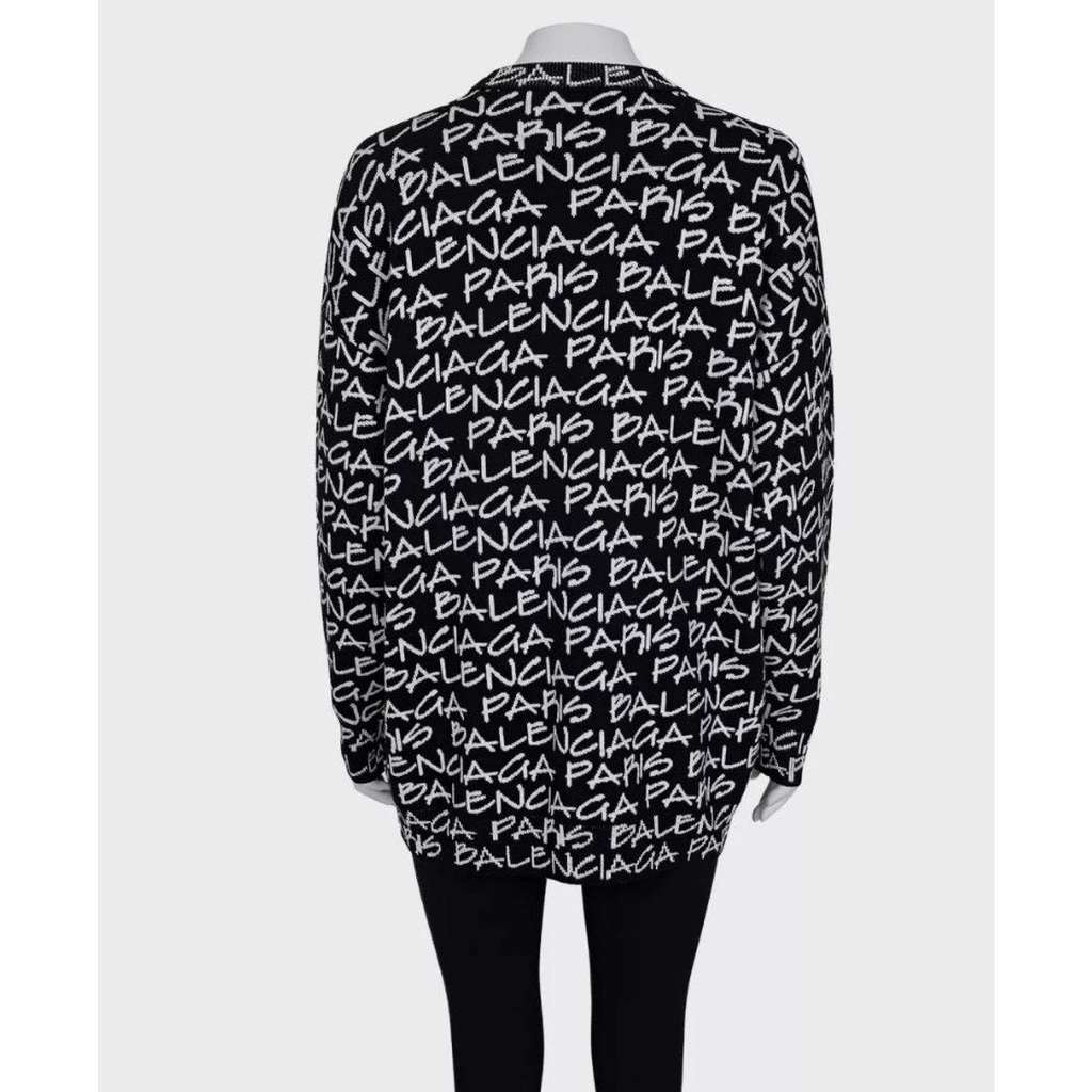Balenciaga Oversize Logo Print Sweater Black Wool Very good condition - Inside View