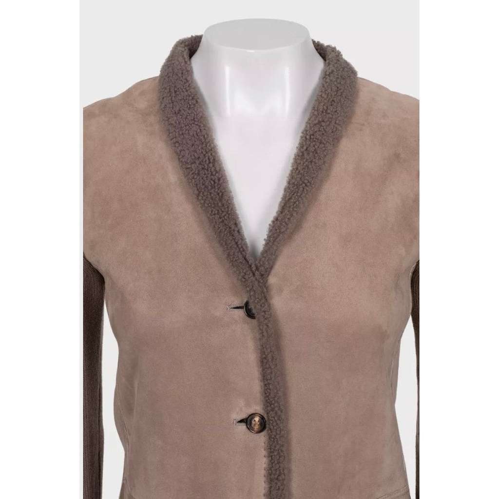 Loro Piana Luxe Lambskin Cardigan \ Brown Cotton Very good condition - Model View
