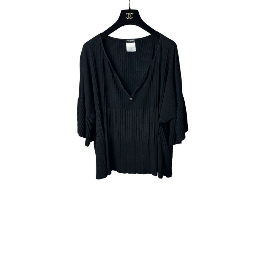 Chanel Flared Sleeves Concise Knitted Top Red Cotton Very good condition - Front View