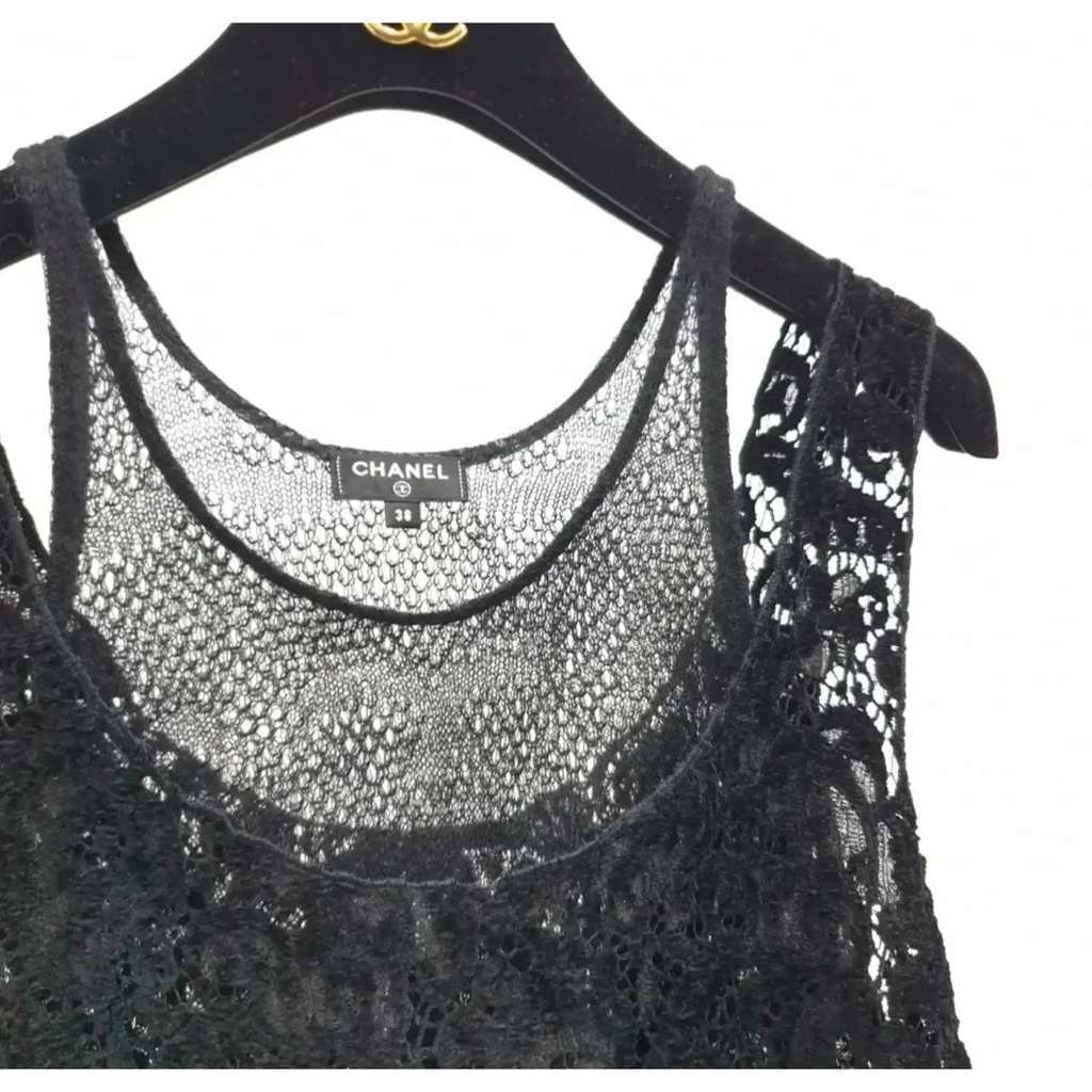 Chanel COCO Button Rayon Layered Lace Red Lace Very good condition - Inside View