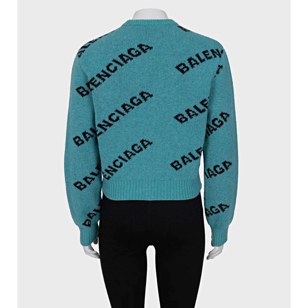Balenciaga Logo Sweater Green Wool Very good condition - Inside View