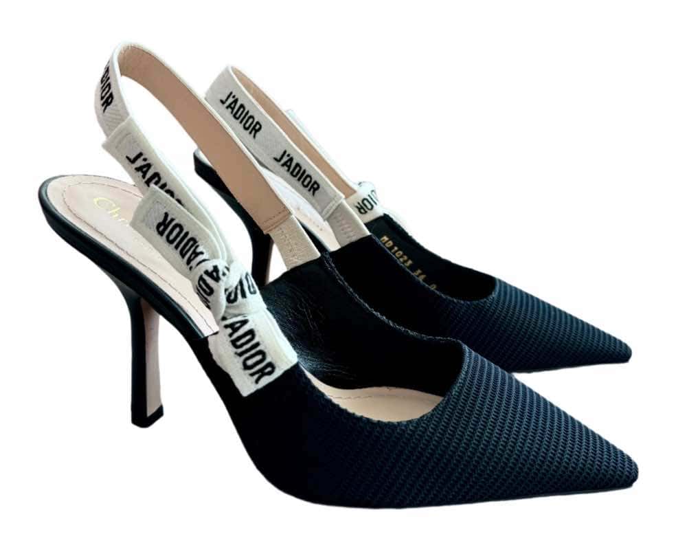 Dior J”Adior Pump Black Cotton Very good - Front View