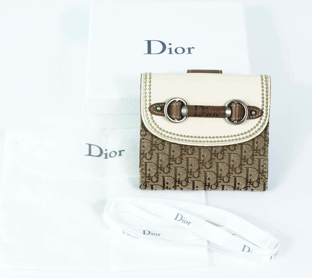 Dior Bifold Wallet Beige Leather Very good - Back View