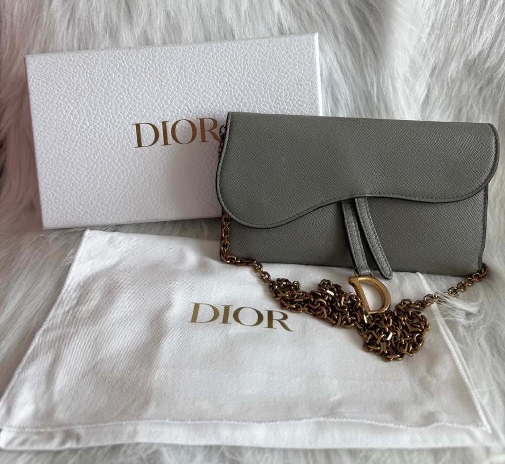 Dior Saddle WOC Grey Leather Good - Inside View