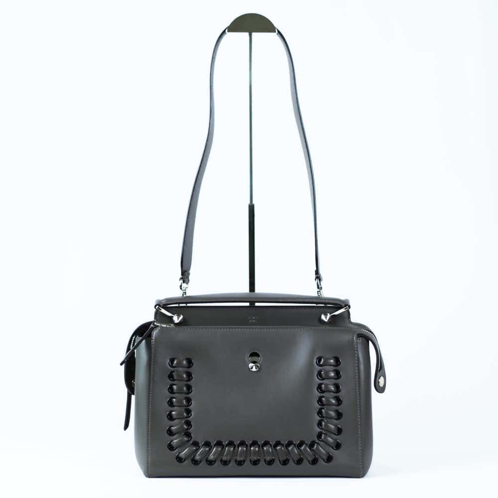 Fendi Whipstitch Dotcom Grey Leather Very good - Back View