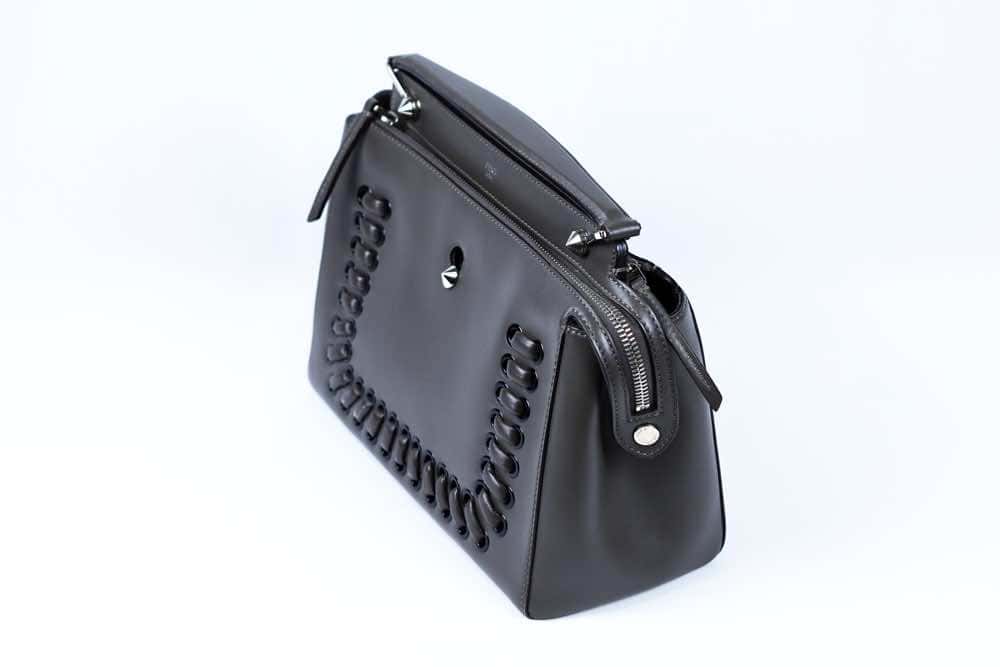 Fendi Whipstitch Dotcom Grey Leather Very good - Box View