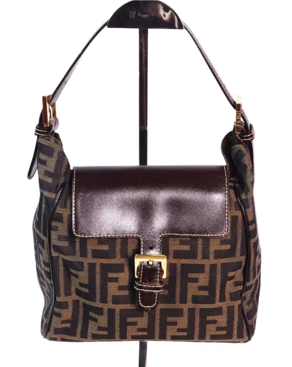 Fendi Zucca Small Brown Leather Very good - Front View
