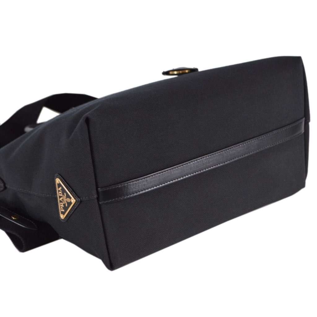 Prada Prada Tessuto Nylon Black Leather Clochette Crossbody Tote Bag Black Never worn, with tag - Box View