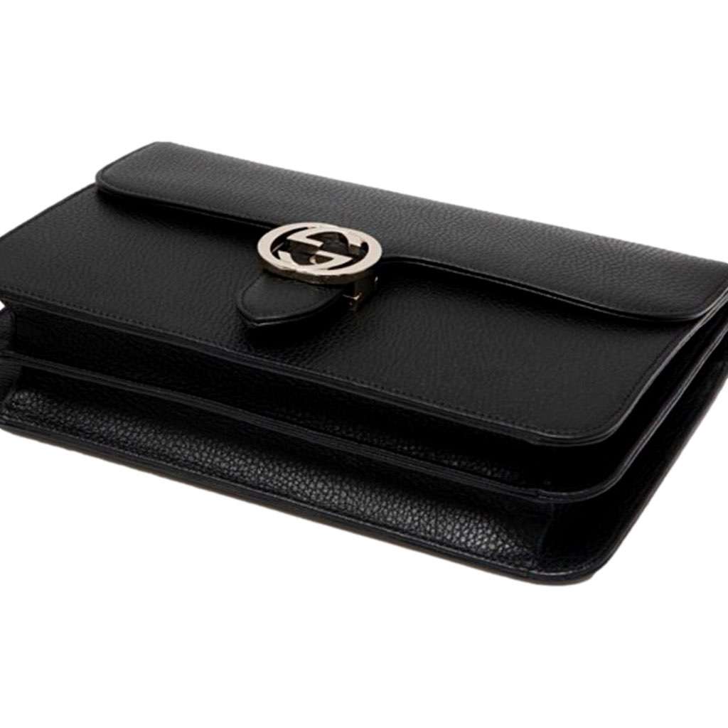 Gucci Gucci Marmont Black Leather Interlocking GG Gold Chain Strap Crossbody Handbag Black Leather Never worn, with tag - Back View