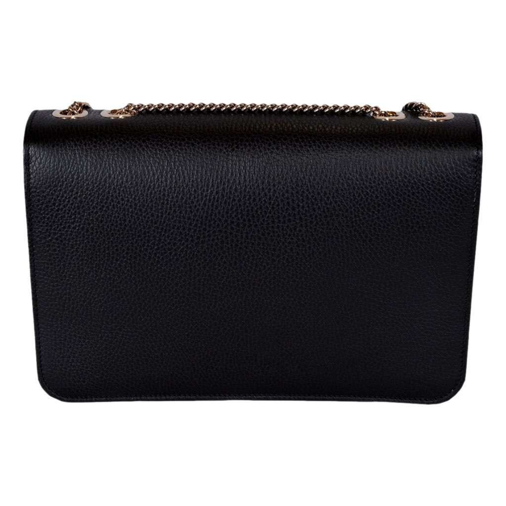 Gucci Gucci Marmont Black Leather Interlocking GG Gold Chain Strap Crossbody Handbag Black Leather Never worn, with tag - Model View