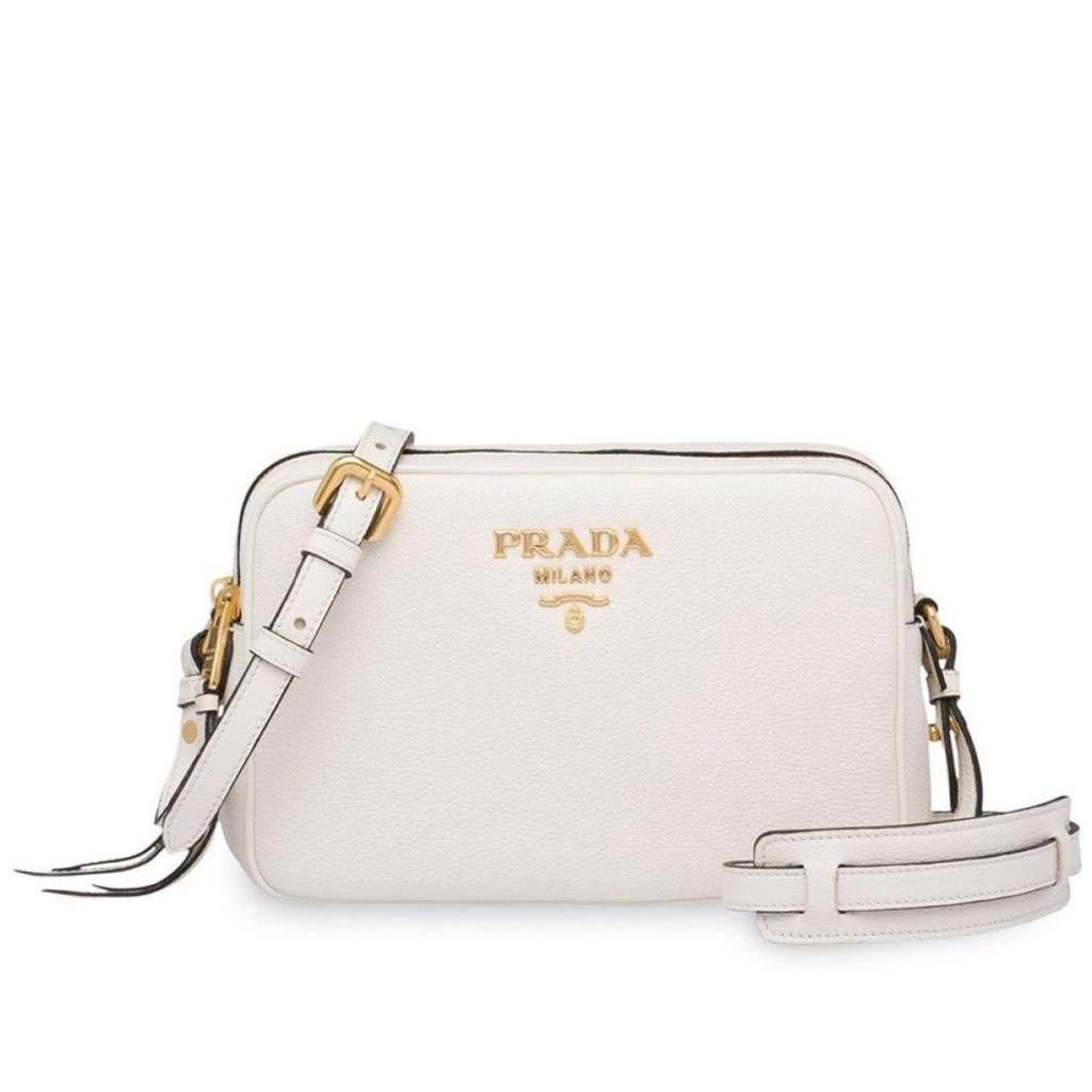 Prada Prada Vitello Phenix White Leather Double Zip Camera Crossbody White Leather Never worn, with tag - Front View