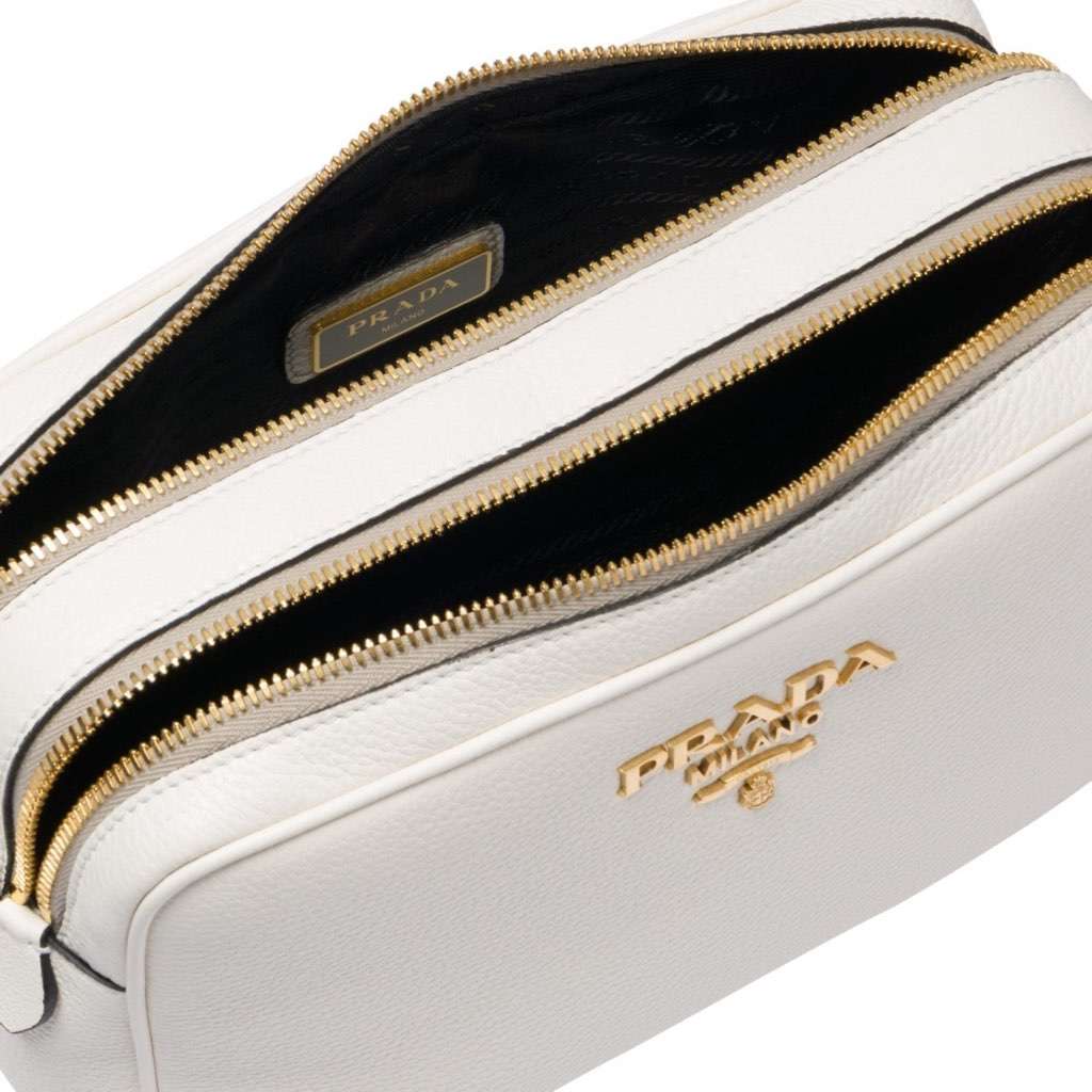 Prada Prada Vitello Phenix White Leather Double Zip Camera Crossbody White Leather Never worn, with tag - Back View