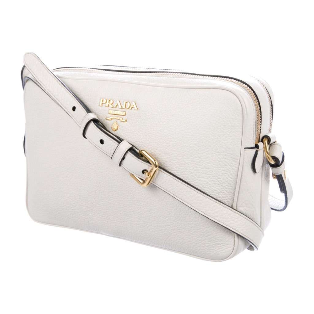 Prada Prada Vitello Phenix White Leather Double Zip Camera Crossbody White Leather Never worn, with tag - Box View