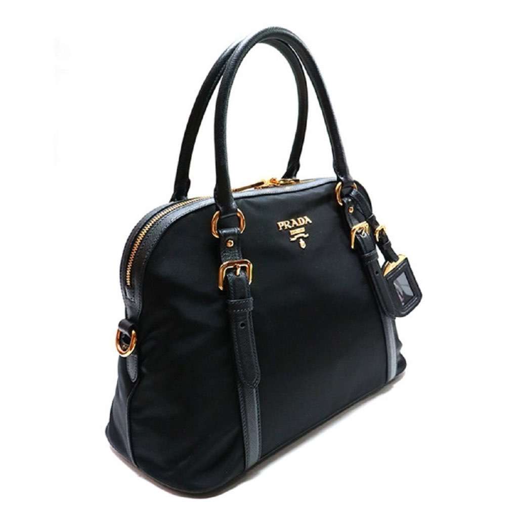Prada Prada Tessuto Nylon Saffiano Leather Black Satchel Bag Black Never worn, with tag - Inside View