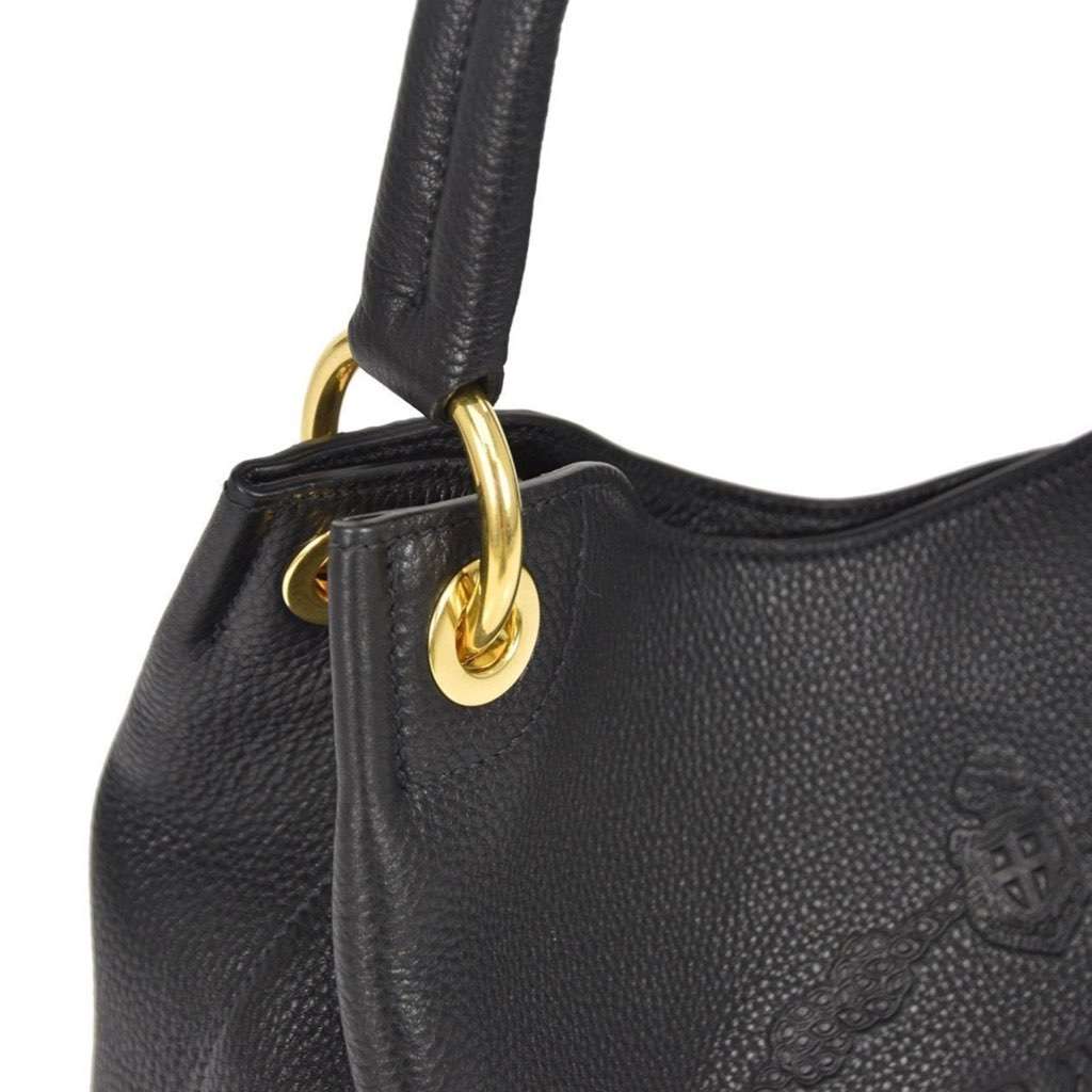Prada Prada Vitello Phenix Black Leather Embossed Logo Hobo Tote Bag Black Leather Never worn, with tag - Box View