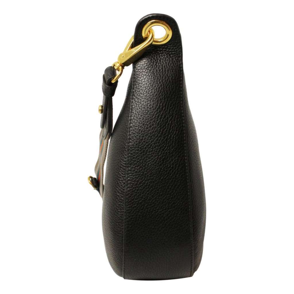 Prada Prada Black Vitello Phenix Leather Web Stripe Strap Crossbody Black Leather Never worn, with tag - Inside View