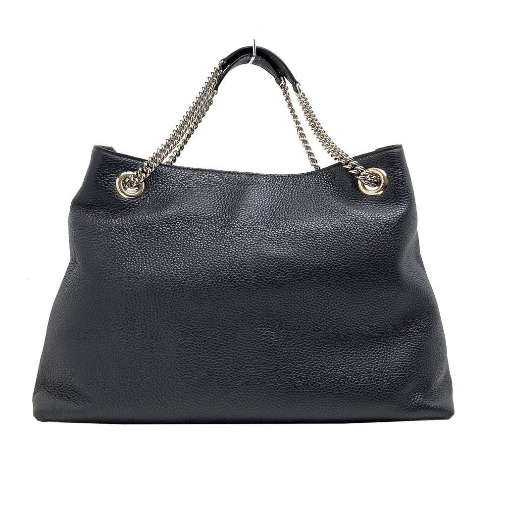 Gucci Gucci GG Pebbled Calfskin Medium Soho Gold Chain Shoulder Bag Black Black Leather Never worn, with tag - Inside View