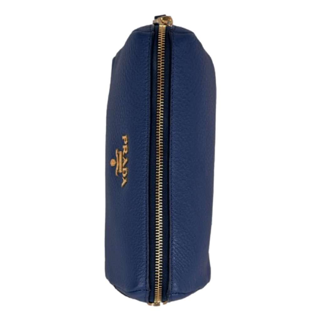 Prada Prada Contenitore Baltico Navy Blue Vitello Daino Vanity Case Blue Leather Never worn, with tag - Inside View