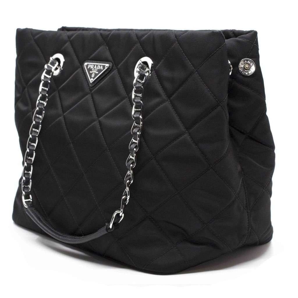 Prada Prada Black Quilted Tessuto Chain Shoulder Bag Tote Black Never worn, with tag - Inside View