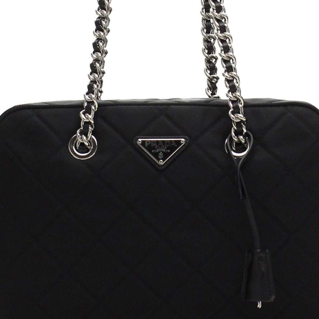 Prada Prada Black Tessuto Nylon Quilted Shoulder Handbag Black Leather Never worn, with tag - Inside View