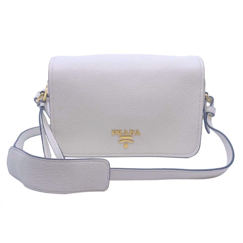 Prada Prada Flap Vitello Phenix Ivory Leather Cross Body Bag White Leather Never worn, with tag - Front View