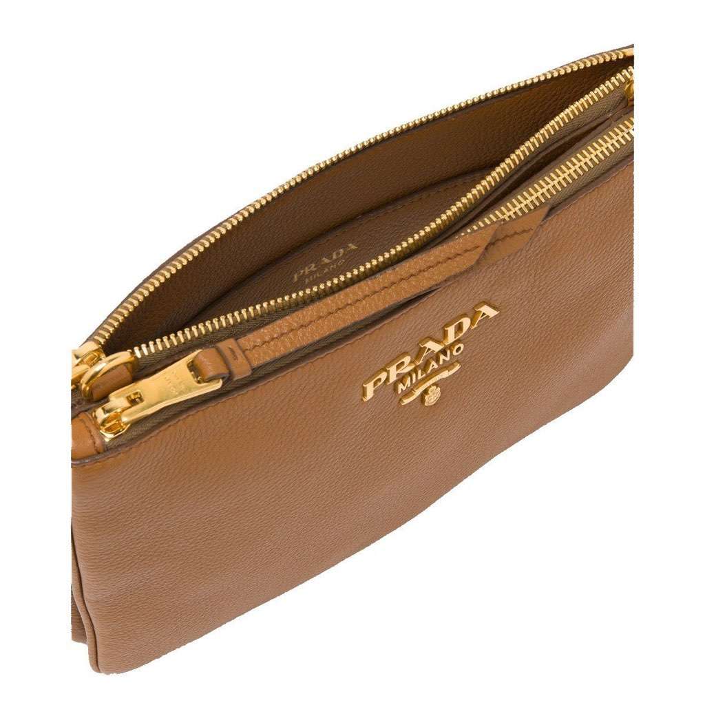 Prada Prada Vitello Phenix Cannella Brown Leather Crossbody Bag Brown Leather Never worn, with tag - Model View