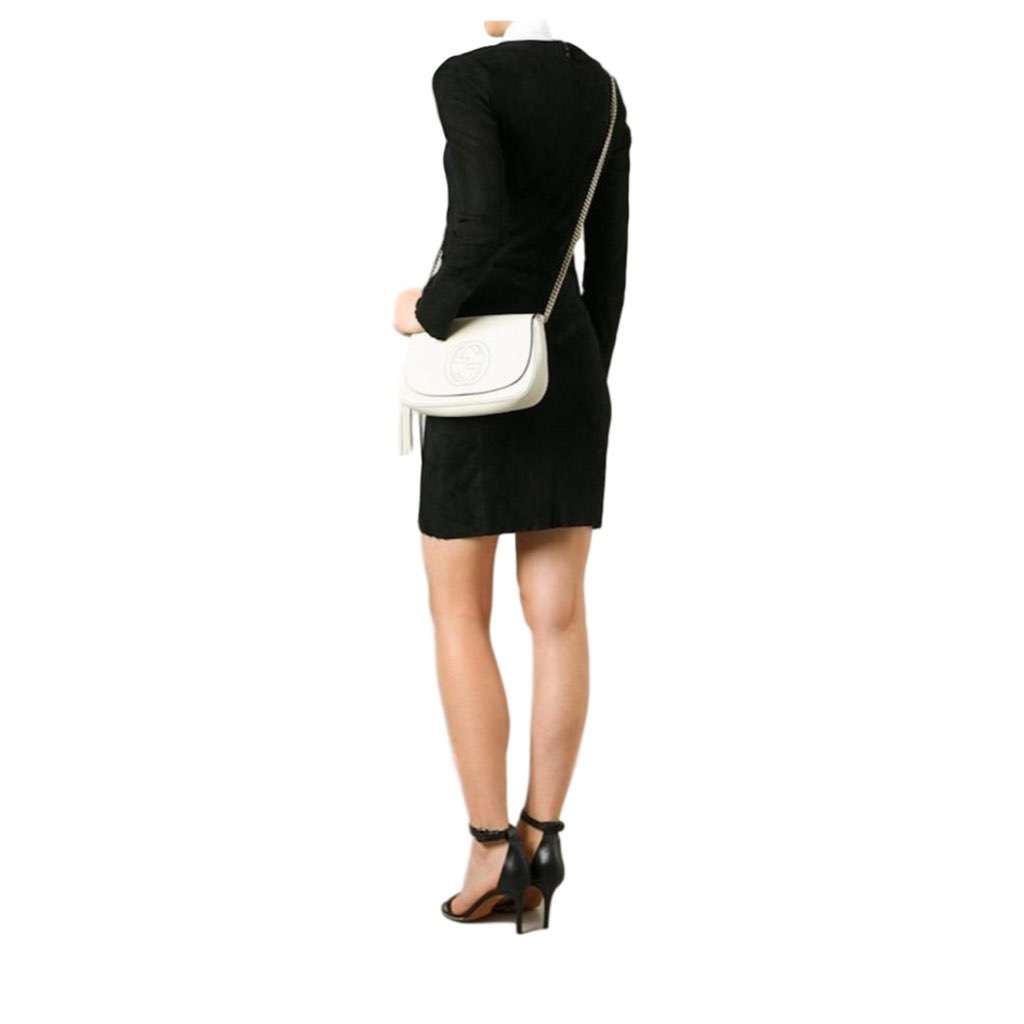 Gucci Gucci Soho Disco Crossbody Flap Ivory Signature Collection Gold Chain White Leather Never worn, with tag - Box View