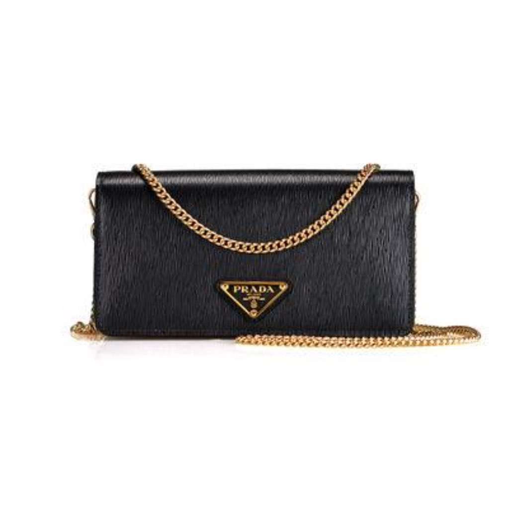Prada Prada Miniborse Black Vitello Move Leather Chain Cross Body Black Leather Never worn, with tag - Front View