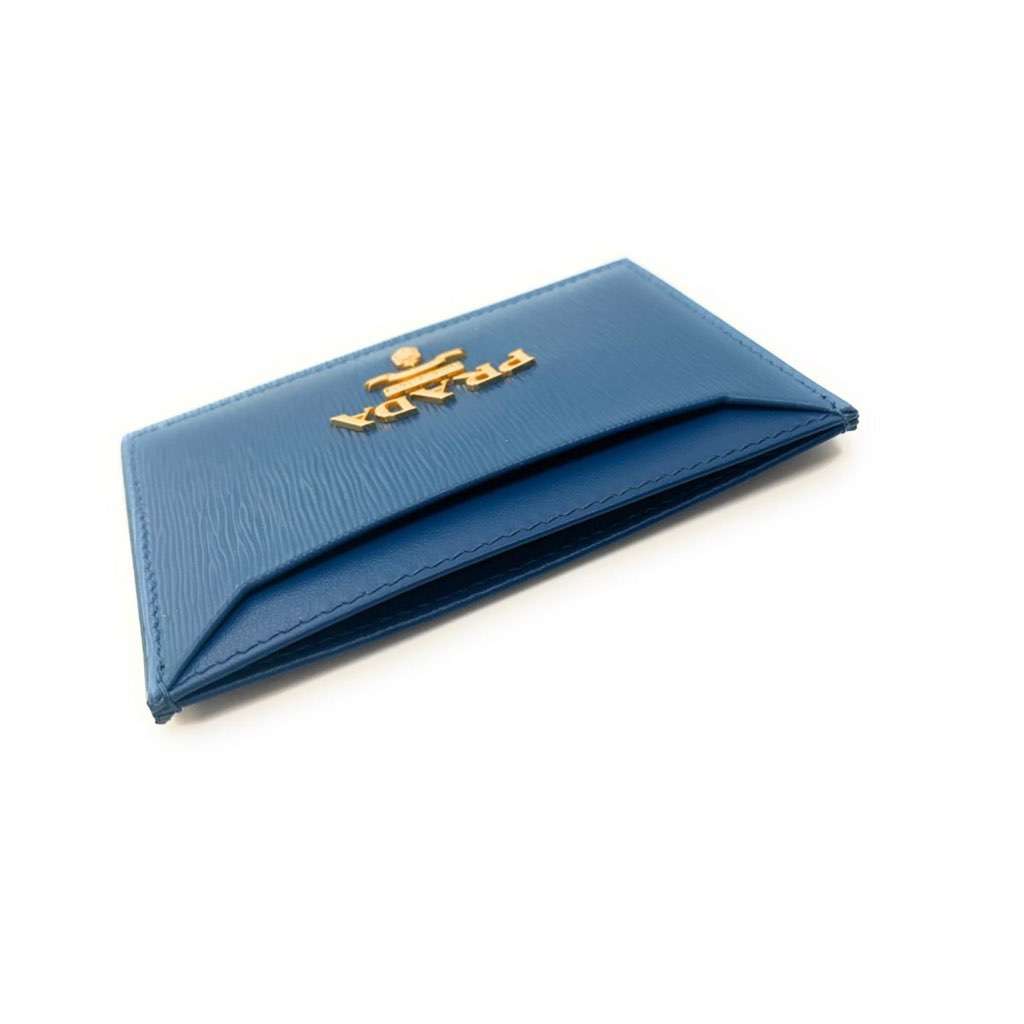 Prada Prada Vitello Move Cobalt Blue Leather Small Card Case Wallet Blue Never worn, with tag - Model View