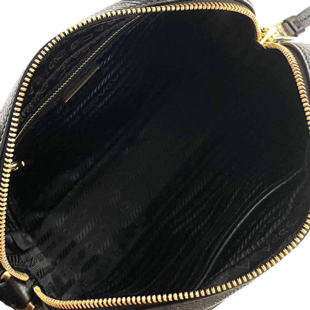 Prada Prada Vitello Phenix Black Leather Gold Logo Camera Crossbody Bag Black Leather Never worn, with tag - Inside View