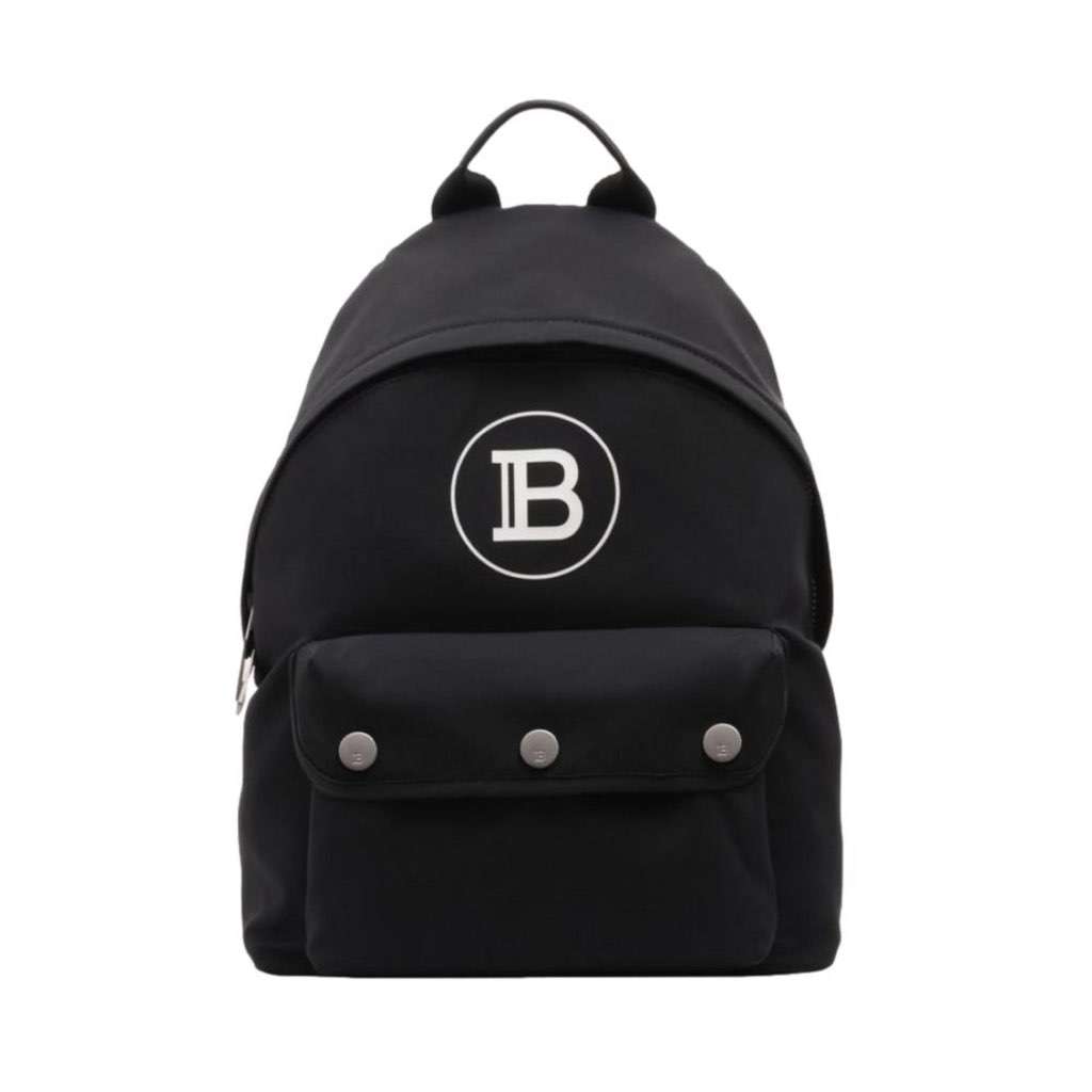 Balmain Balmain B-Back Black Nylon White Logo Backpack Black Never worn, with tag - Front View