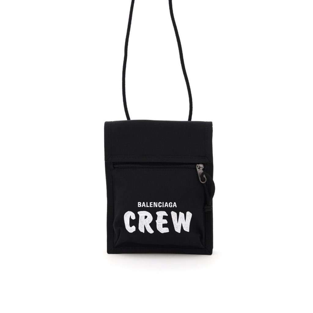 Balenciaga Balenciaga Explorer Pouch Crew Embroidery Black Canvas Never worn, with tag - Model View