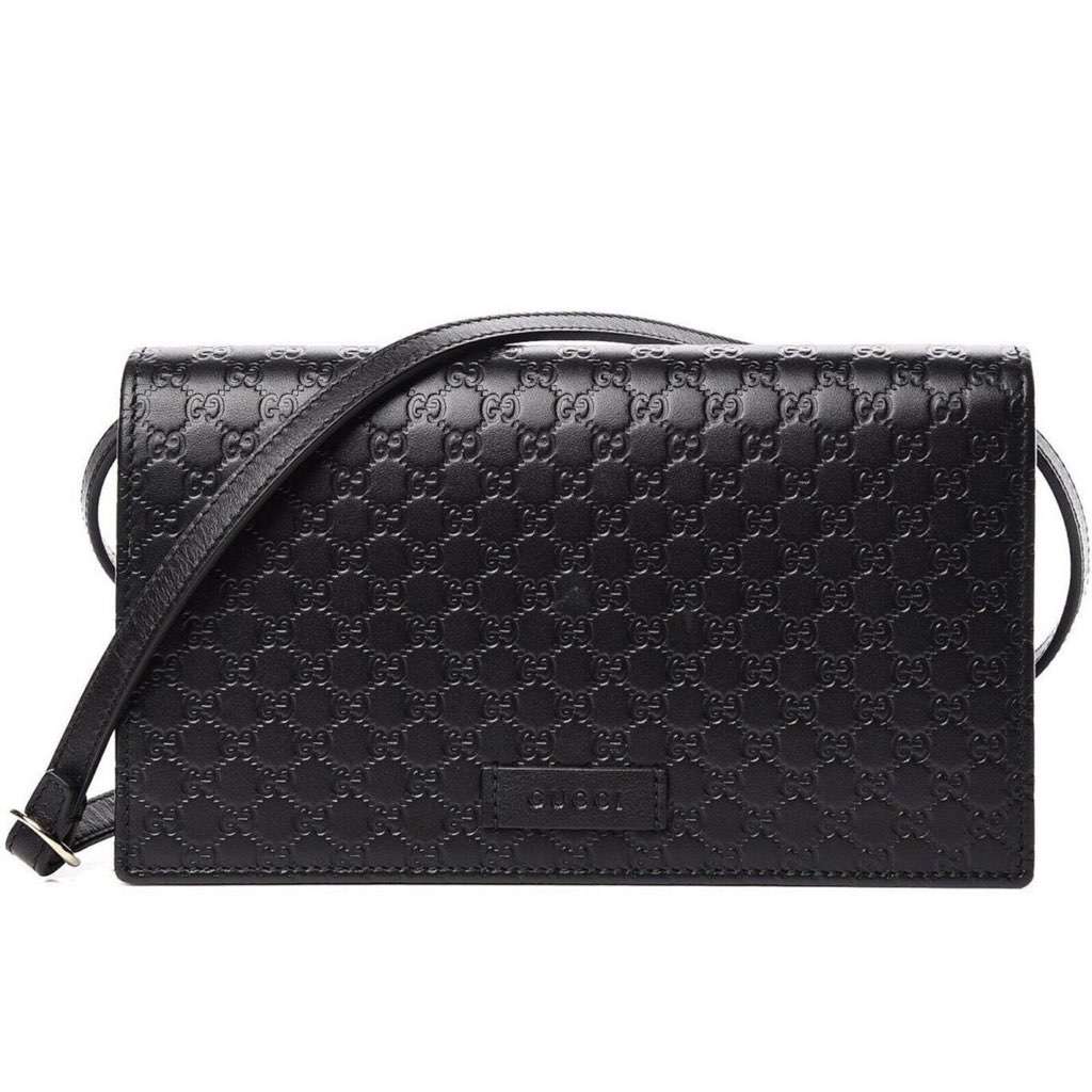 Gucci Gucci Microguccissima GG Logo Black Leather Wallet Crossbody Handbag Black Leather Never worn, with tag - Front View