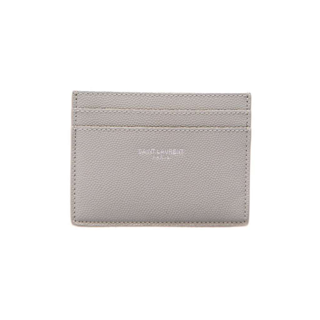Saint Laurent Saint Laurent Grey Grain de Poudre Leather Credit Card Case Wallet Silver Leather Never worn, with tag - Front View