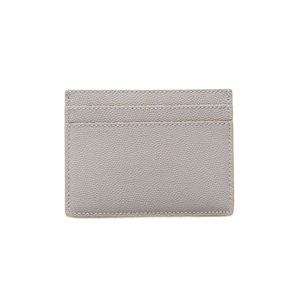 Saint Laurent Saint Laurent Grey Grain de Poudre Leather Credit Card Case Wallet Silver Leather Never worn, with tag - Model View