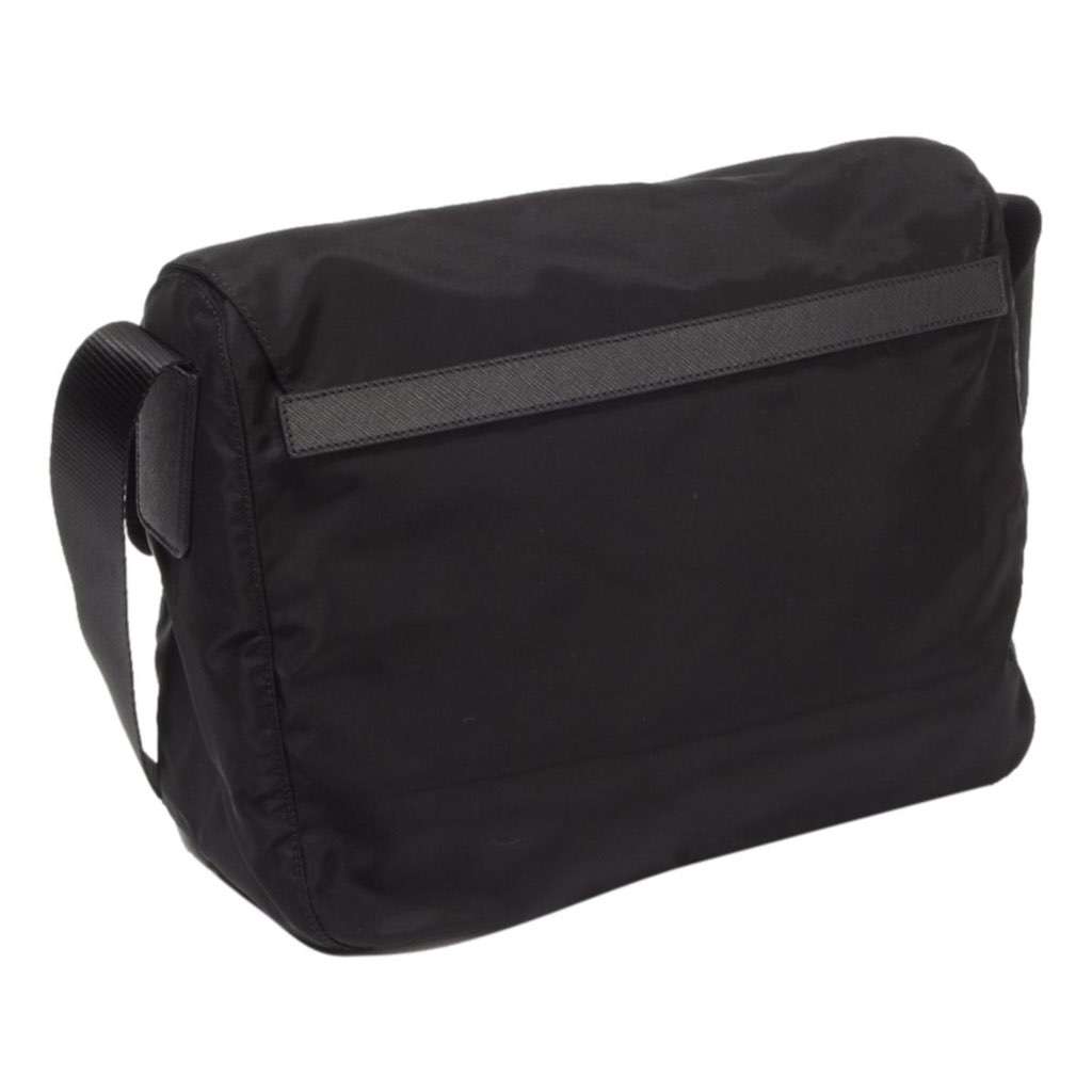 Prada Prada Black Nylon Triangle Logo Messenger Bag Black Never worn, with tag - Model View