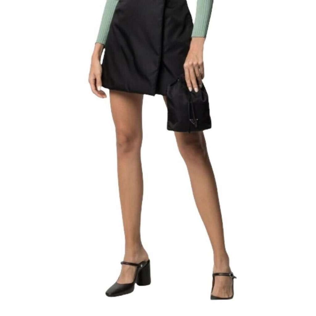 Prada Prada Black Tessuto Nylon Triangle Logo Drawstring Bucket Bag Black Never worn, with tag - Back View