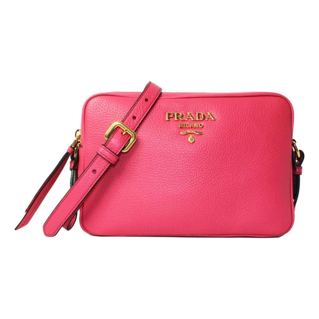 Prada Prada Peonia Pink Vitello Phenix Leather Double Zip Crossbody Pink Leather Never worn, with tag - Front View