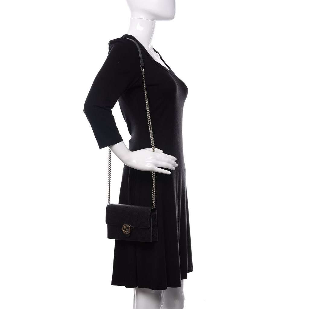 Gucci Gucci Marmont Black Dollar Calfskin Leather Interlocking GG Bag Black Leather Never worn, with tag - Inside View