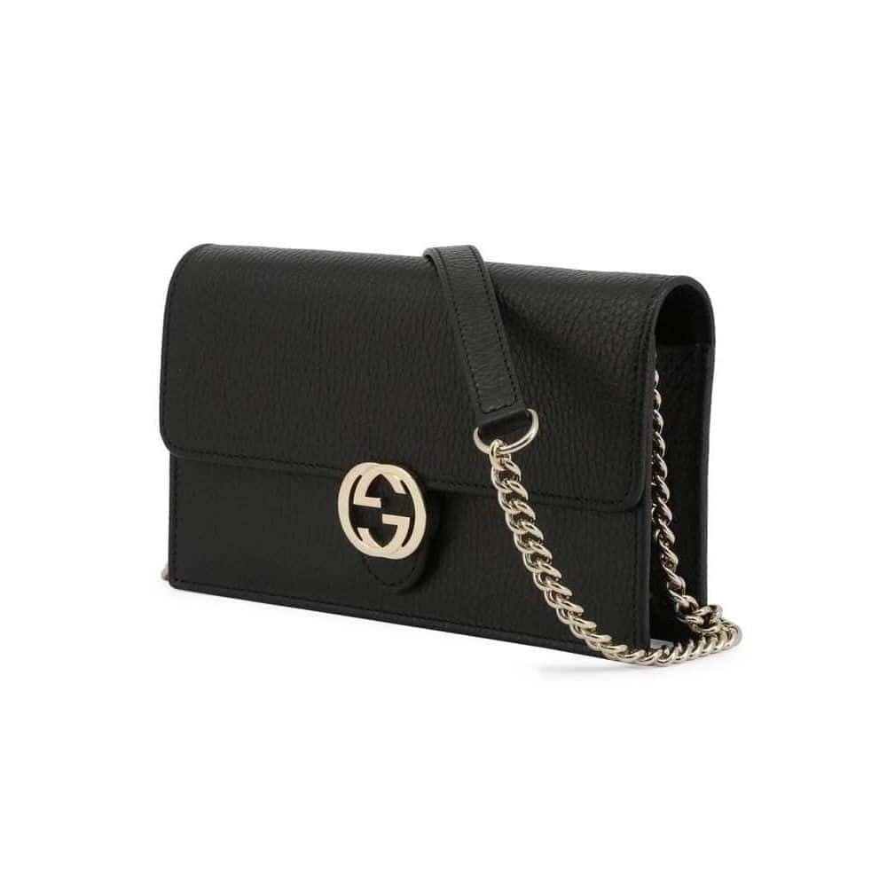 Gucci Gucci Marmont Black Dollar Calfskin Leather Interlocking GG Bag Black Leather Never worn, with tag - Model View
