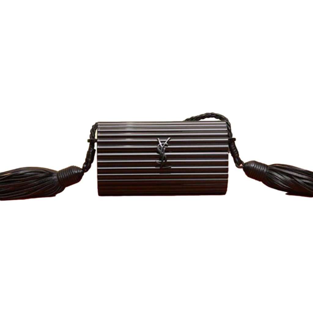Saint Laurent Saint Laurent Black Plexiglass Minaudiere Opium Box Bag Black Leather Never worn, with tag - Model View
